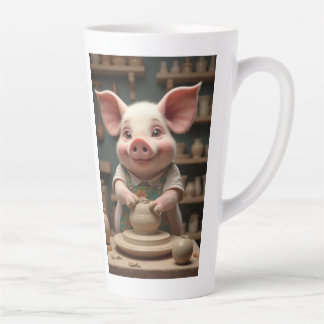 Fun Piggy pottery artist latte mug