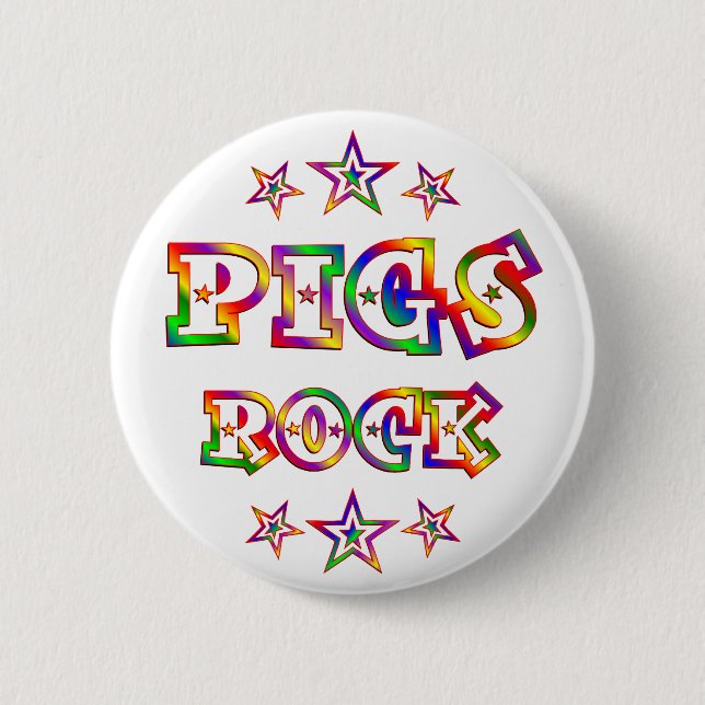 Fun Pigs Rock Pinback Button (Front)