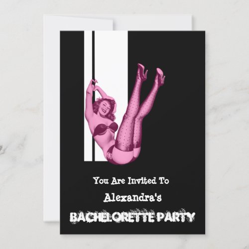 Fun pin up girl personalized bachelorette party invitation