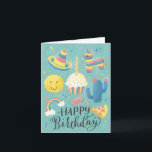 Fun Piñata Children's Birthday Card<br><div class="desc">A fun children's birthday card features illustrations of Piñatas and hand letterings.</div>