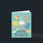 Fun Piñata Children's Birthday Card<br><div class="desc">A fun children's birthday card features illustrations of Piñatas and hand letterings.</div>