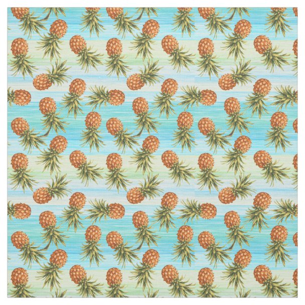 Tropical Summertime Watercolor Pineapple Pattern Fabric Zazzle