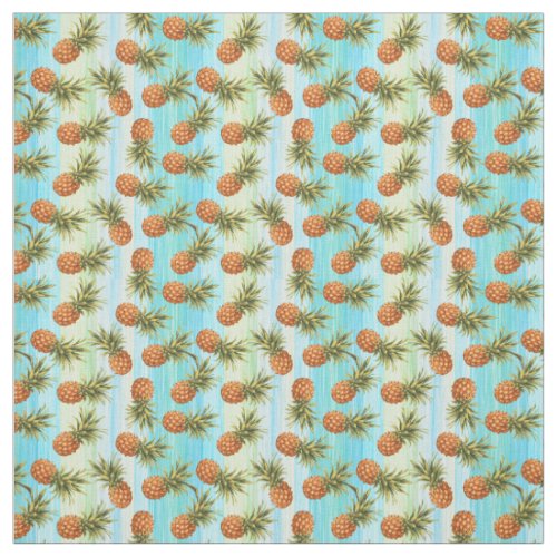 Fun Pineapple Fruit Pattern Watercolor Art Stripes Fabric