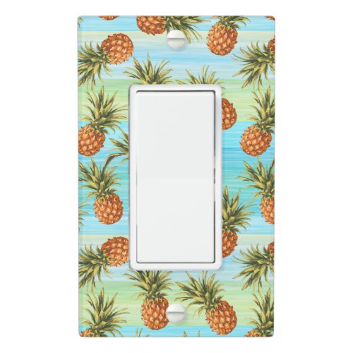 Fun Pineapple Fruit Pattern Watercolor Art Stripes Light Switch Cover