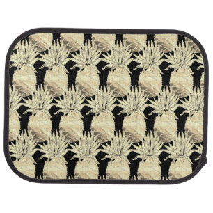 Fun Pineapple Gold And Black Pattern  Car Floor Ma Car Floor Mat