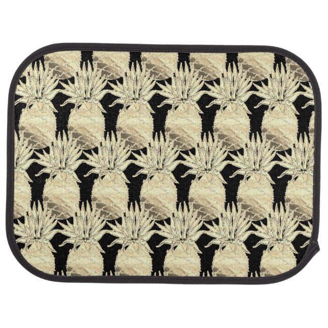 Fun Pineapple Gold And Black Pattern  Car Floor Ma Car Floor Mat (Rear)
