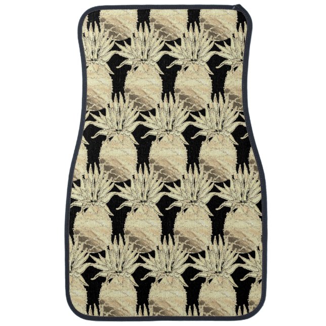 Fun Pineapple Gold And Black Pattern  Car Floor Mat (Front)