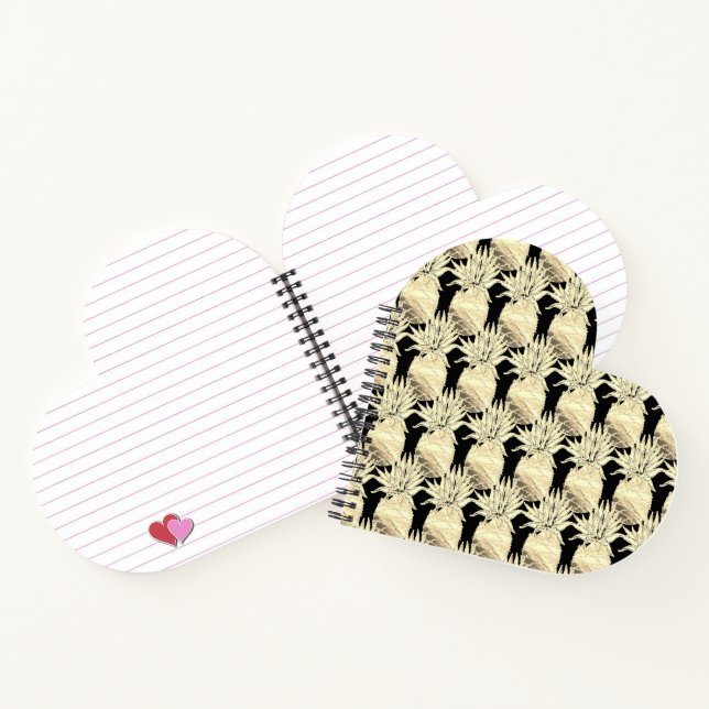 Fun Pineapple Gold And Black Pattern   Notebook (Inside)