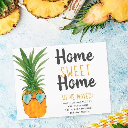 Fun pineapple home sweet home moving announcement postcard