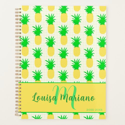 Fun Pineapple Polka Dot Monogram Personalized Planner