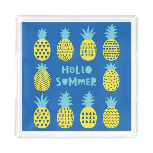 Fun Pineapple Vintage Card Design Acrylic Tray