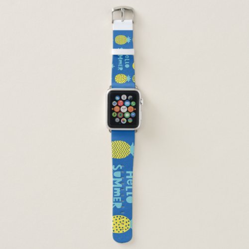 Fun Pineapple Vintage Card Design Apple Watch Band