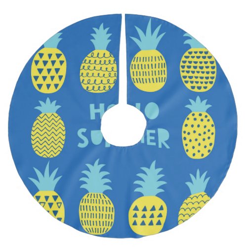 Fun Pineapple Vintage Card Design Brushed Polyester Tree Skirt