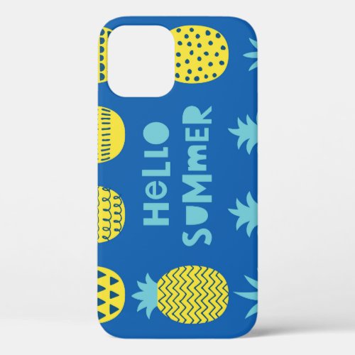 Fun Pineapple Vintage Card Design iPhone 12 Case