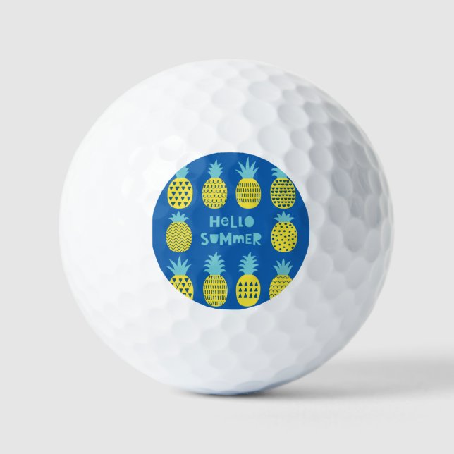 Fun Pineapple Vintage Card Design Golf Balls (Front)