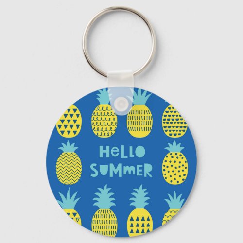 Fun Pineapple Vintage Card Design Keychain