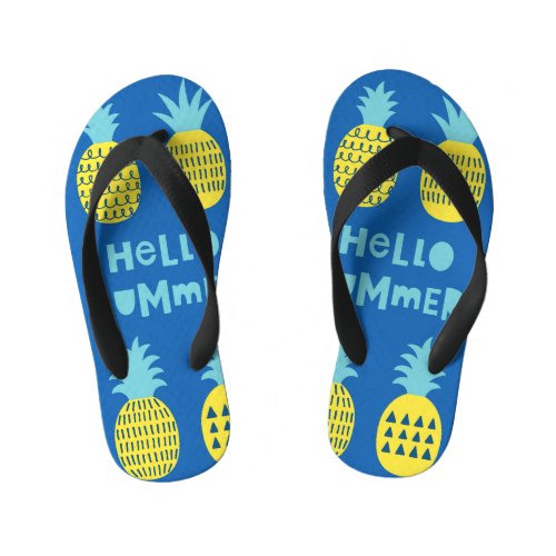 Fun Pineapple Vintage Card Design Kids Flip Flops