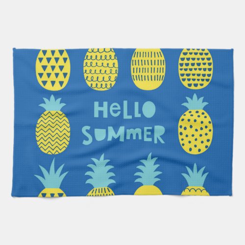 Fun Pineapple Vintage Card Design Kitchen Towel