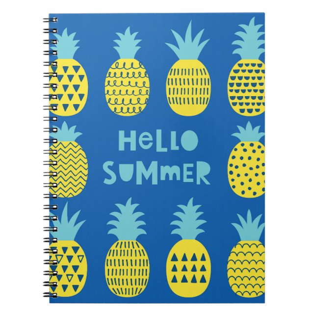 Fun Pineapple Vintage Card Design Notebook (Front)
