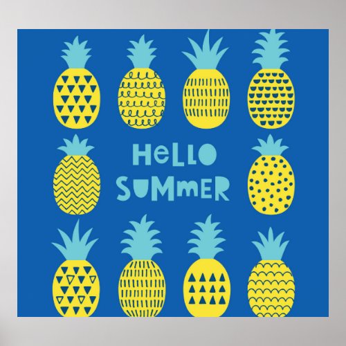 Fun Pineapple Vintage Card Design Poster