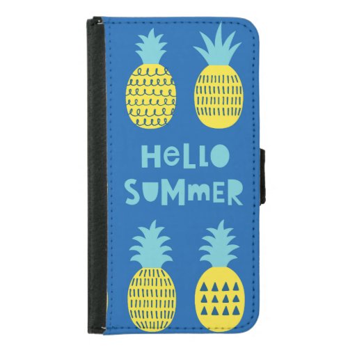 Fun Pineapple Vintage Card Design Samsung Galaxy S5 Wallet Case