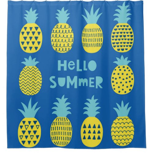 Fun Pineapple Vintage Card Design Shower Curtain