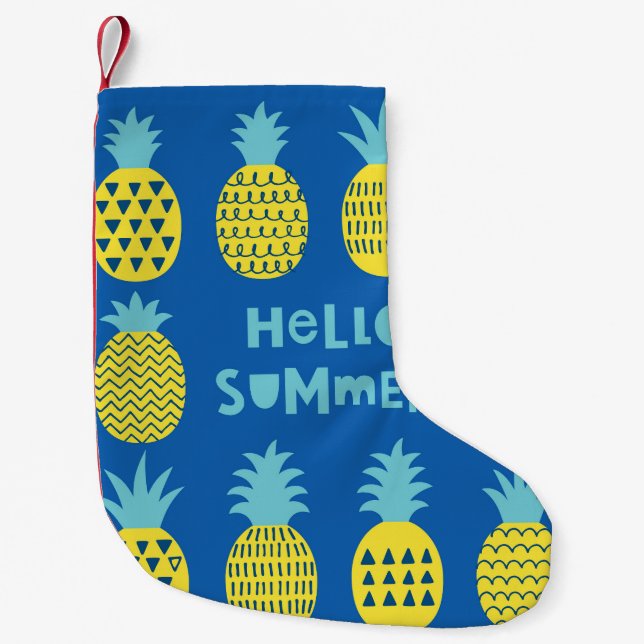 Fun Pineapple Vintage Card Design Small Christmas Stocking (Front)