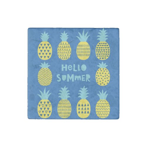 Fun Pineapple Vintage Card Design Stone Magnet