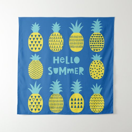 Fun Pineapple Vintage Card Design Tapestry