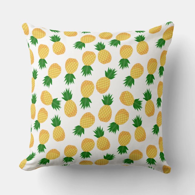 Fun Pineapple Yellow Green Fruit Pattern Design Throw Pillow (Front)
