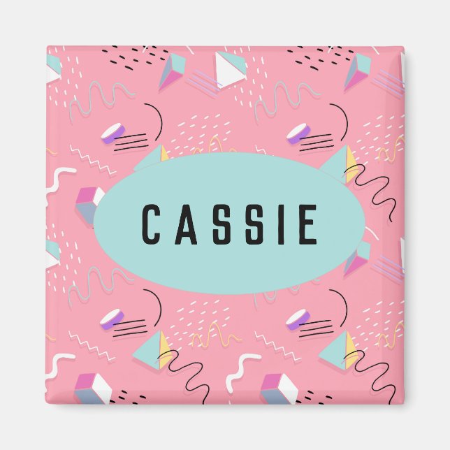 Fun Pink 1990s Throwback Graphics Magnet (Front)