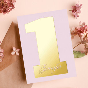 Fun Pink 1st Girl Modern Gold Pressed Birthday Foil Invitation