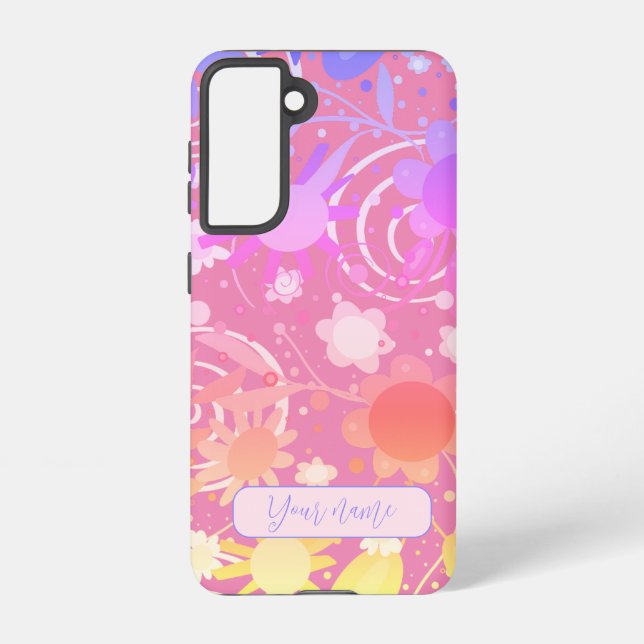 Fun Pink Abstract Floral Customized Modern Samsung Galaxy Case (Back)