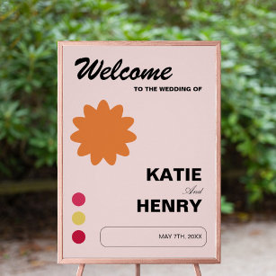 Fun Pink Abstract Graphic Design 20x28 Wedding Poster