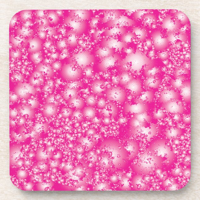 Fun PINK Abstract Ink Super Splash pattern Beverage Coaster (Front)