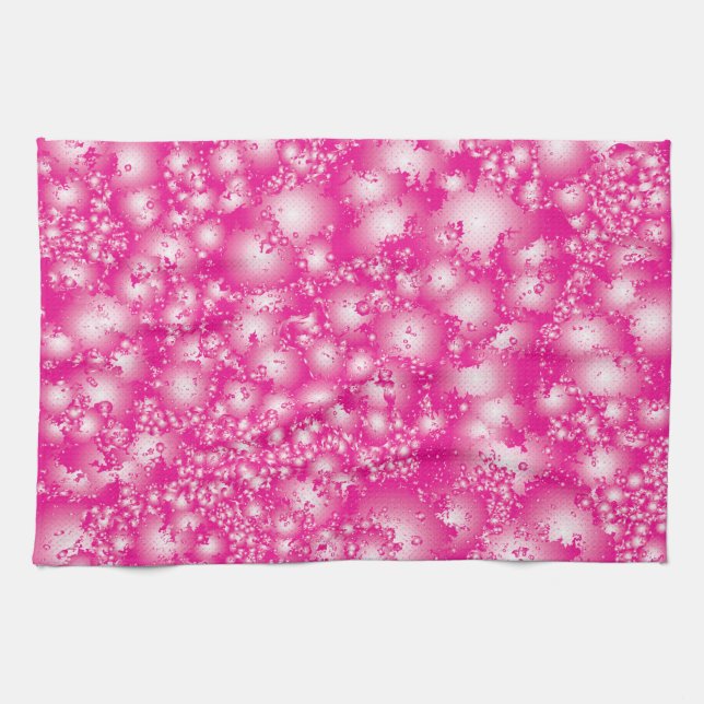Fun PINK Abstract Ink Super Splash pattern Towel (Horizontal)