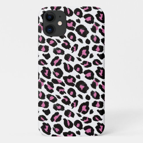 fun pink and black leopard print iPhone 11 case