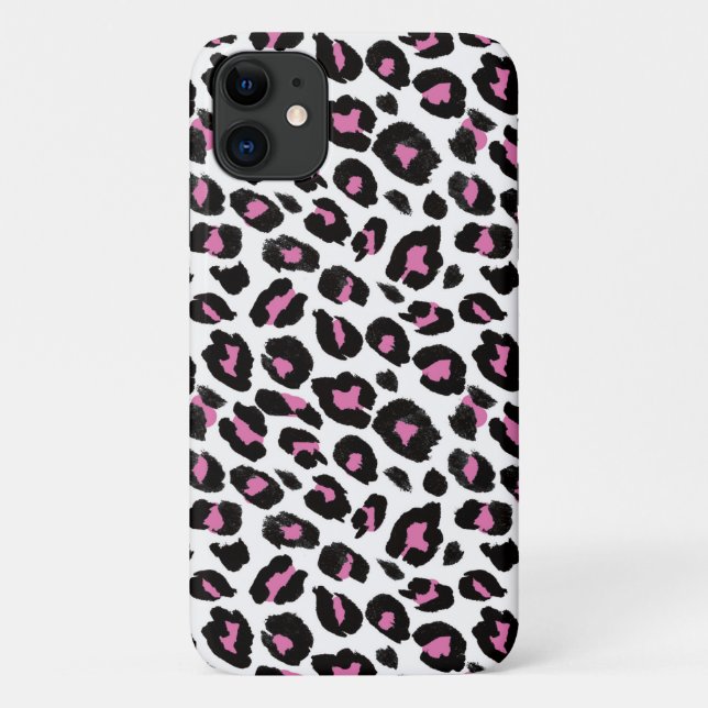 fun pink and black leopard print Case-Mate iPhone case (Back)