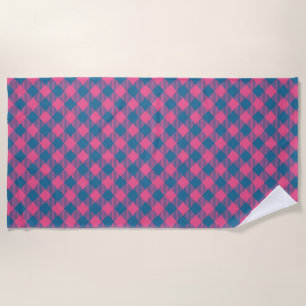 Fun Pink And Blue Tartan Beach Towel
