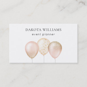 Fun Pink and Gold Glitter Balloons Business Card