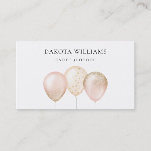 Fun Pink and Gold Glitter Balloons Business Card