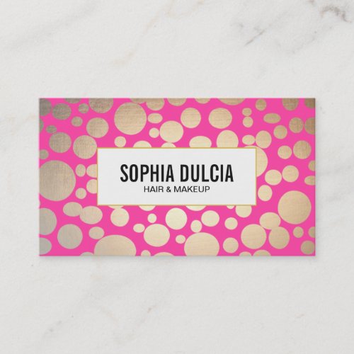 Pink and Gold Modern Pattern Beauty Salon Business Cards