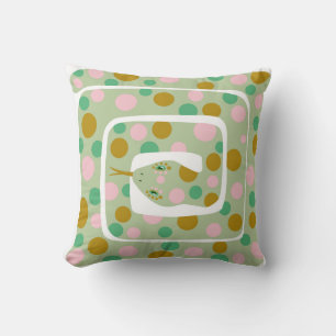 Fun Pink and Green Abstract Polka Dotted Snake Throw Pillow