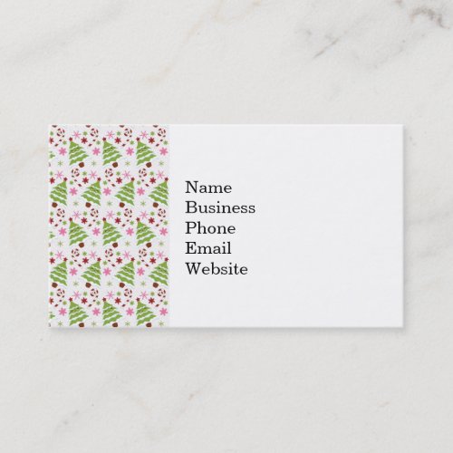 Fun Pink and Green Christmas Tree and Candy Canes Business Card Templates