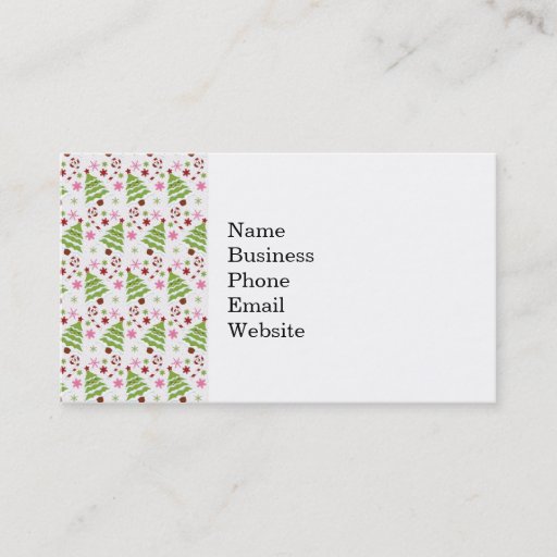 Customizable Fun Pink and Green Christmas Tree and Candy Canes Business Card Templates