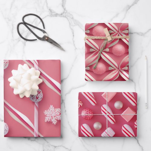 Fun Pink and Peppermint Candy Lane Collection  Wrapping Paper Sheets