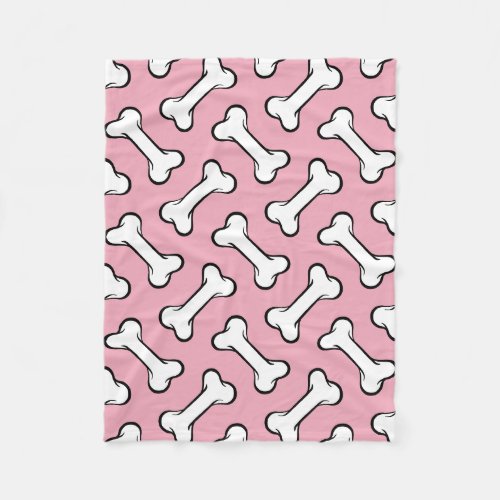 Fun Pink and White Bones Pattern Dog Blanket