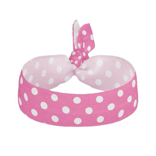 Fun pink and white colored polkadots print  elastic hair tie