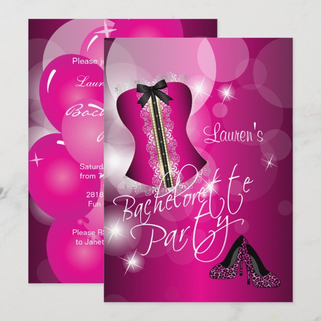 Fun Pink Bachelorette Party Invitation (Front/Back)