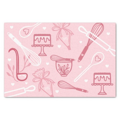 Fun Pink Baking  Cooking Utensil Pattern Tissue Paper
